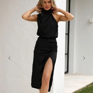 NWT Hello Molly Cocktail Party Black Midi Dress Size L